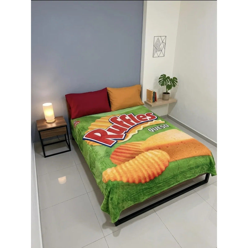 Frazada Matrimonial Providencia Frituras De Rufles Suave Rufles 700 G Verde Lima