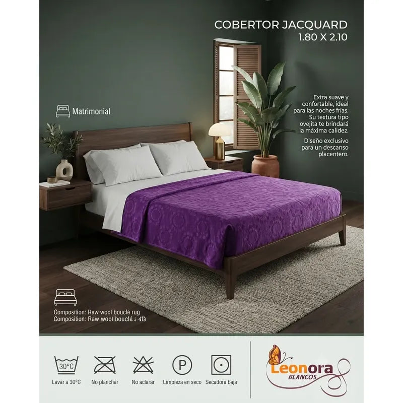 Cobertor Providencia Ligero Matrimonial Premium Térmico Saphire Gofrado 880 G Lila