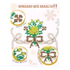 Sabana Matrimonial Lisa Bordada 100% Algodón-diseño Elegante Rosa Claro Ramito Bordado