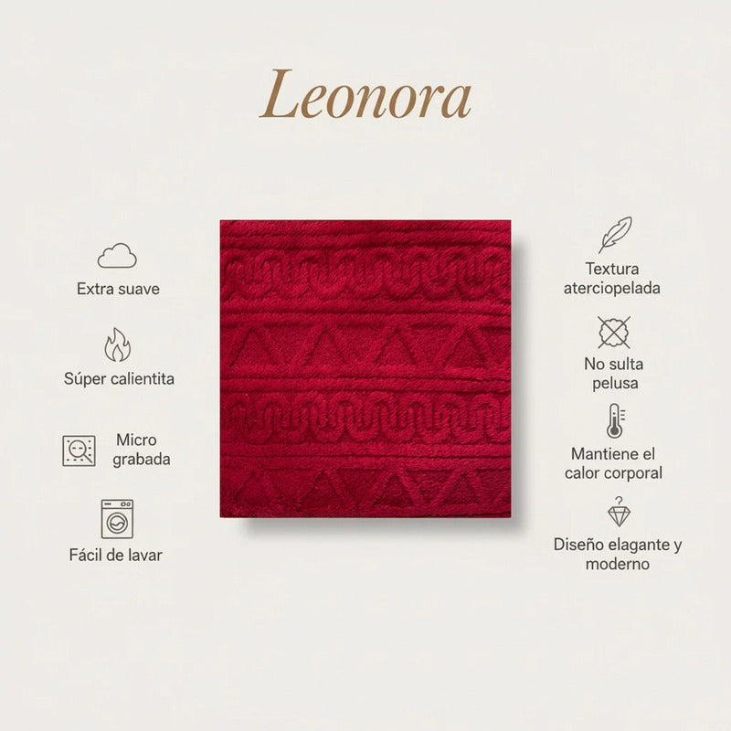 Frazada Leonora Matrimonial Extra-suave Grabado Hd Acogedora Cadena Roja Rojo