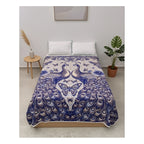 Colcha De Hilo Jacquard Leonora Premium Matrimonial Amplia Azul Marino