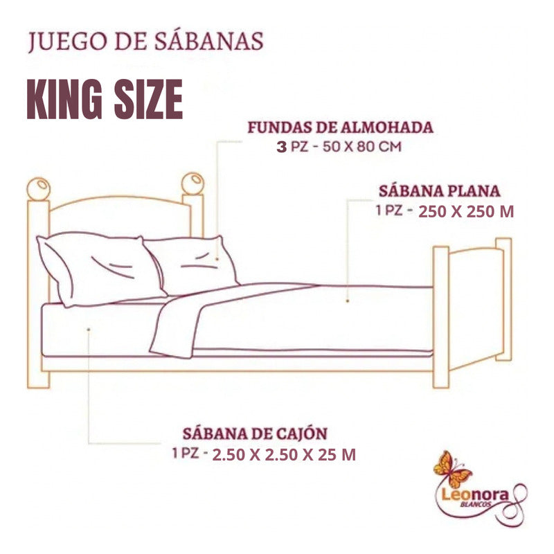 Juego De Sabanas King Size Leonora Percal Algodón 144h. Coral Claro Bugambilia Coral