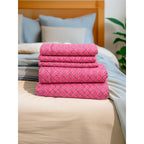 Sábana King  Bramante Cajón Amplio 100% Algodón Super Suave Rosa Chicle Cuadro Espiral Rosa