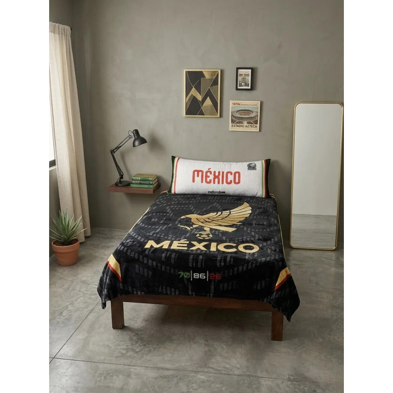Frazada Providencia Extra Suave Y Calientita Mexico Mundial Mexico Agila 700 G Negro
