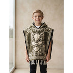 Jorongo Poncho Gaban Afelpado Infantil Artesanal Con Capucha Verde Claro Capibara 60x50