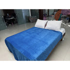 Cobertor Frazada Matrimonial Ligera Super Suave Y Calientita Cuadros 700 G Azul Acero