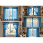 Juego De Cortinas 2 Paneles 2.50x1.95 De Ventana Transparent Celeste