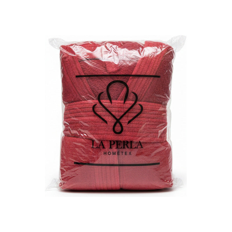 Bata De Baño Leonora Rasurada 100% Algodón Super Absorbente Rojo M-l