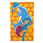 Toalla De Mano Microfibra Leonora. Set De 6 Toallas 110x60cm Naranja Sirena Y Delfín