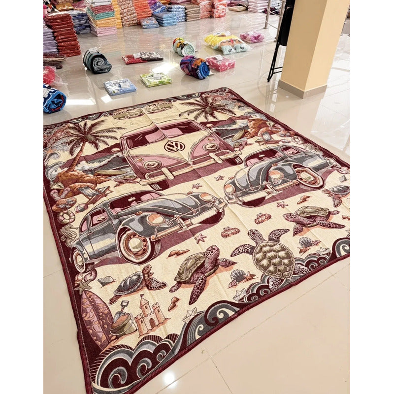 Colcha De Hilo Jacquard Leonora Premium Matrimonial Amplia Terracota Ban Vino