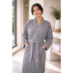 Bata De Baño Unisex 100% Algodón Suave, Absorbente Y Cómoda Gris Lisa Plateada M-l
