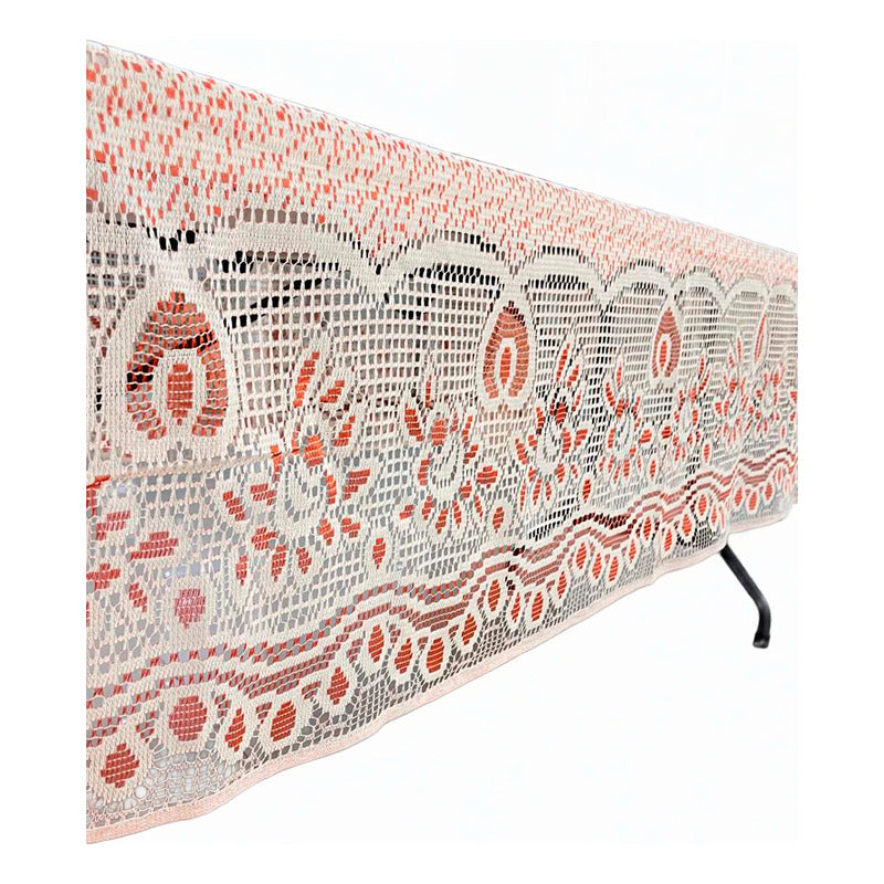 Mantel Calado Leonora 1.5×2.5 M | Elegancia Total Naranja Oscuro Calado Naranja