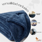 Cobertor Frazada Matrimonial Textura Durazno Lisa Calientita Azul Noche Liso 700 G Azul Oscuro