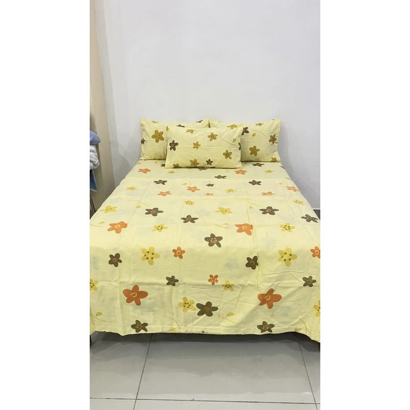 Juego De Sabanas Franela Mariol 100% Algodón King Size Amarillo Bloom Amarillo