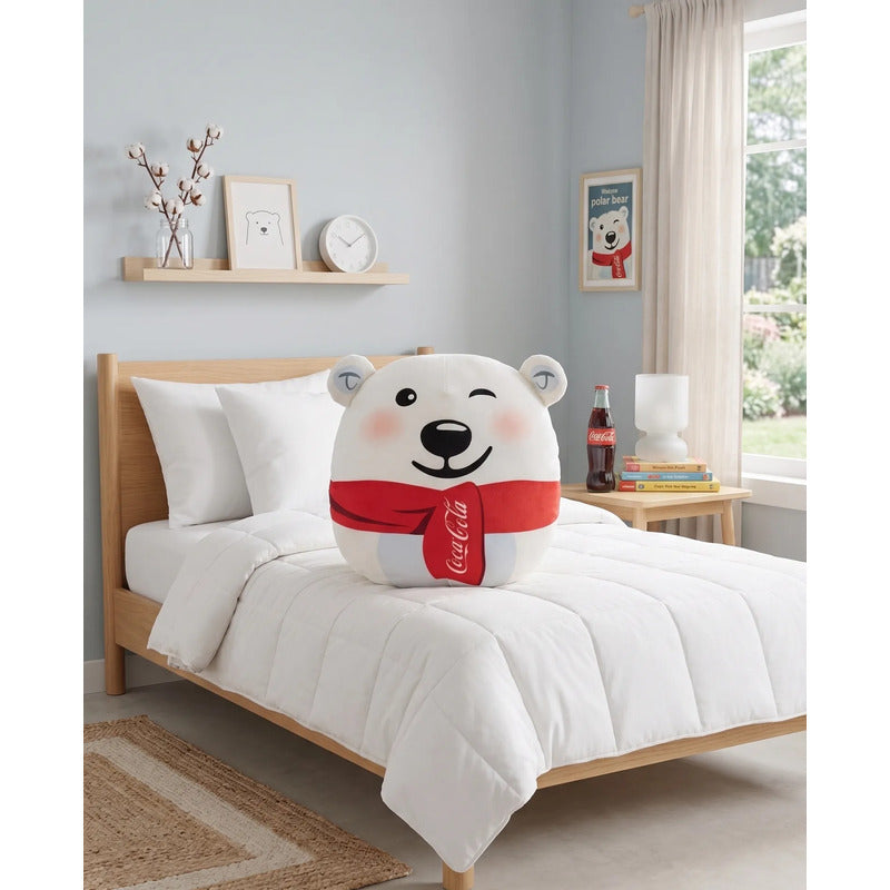 Almohada Providencia Abrazable Oso Polar Cocacola Sper Suave Blanco