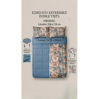 Edredón Acolchado Doble Vista Matrimonial Con Fundas Rosa Turquesa Con Rosas