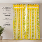 Cortinas Estampadas Para Ventana Con Forro Interior 2.9x2m Amarillo