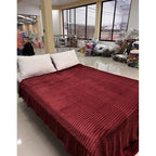 Cobertor Frazada Matrimonial Ligera Super Suave Y Calientita Rayado 700 G Bordó