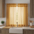 Juego De Cortinas 2 Paneles 2.50x1.95 De Ventana Transparent Oro