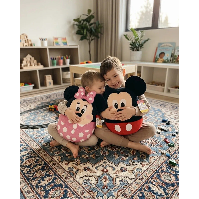 Almohada Providencia Abrazable Pack De Mickey Y Minnie Suave Negro