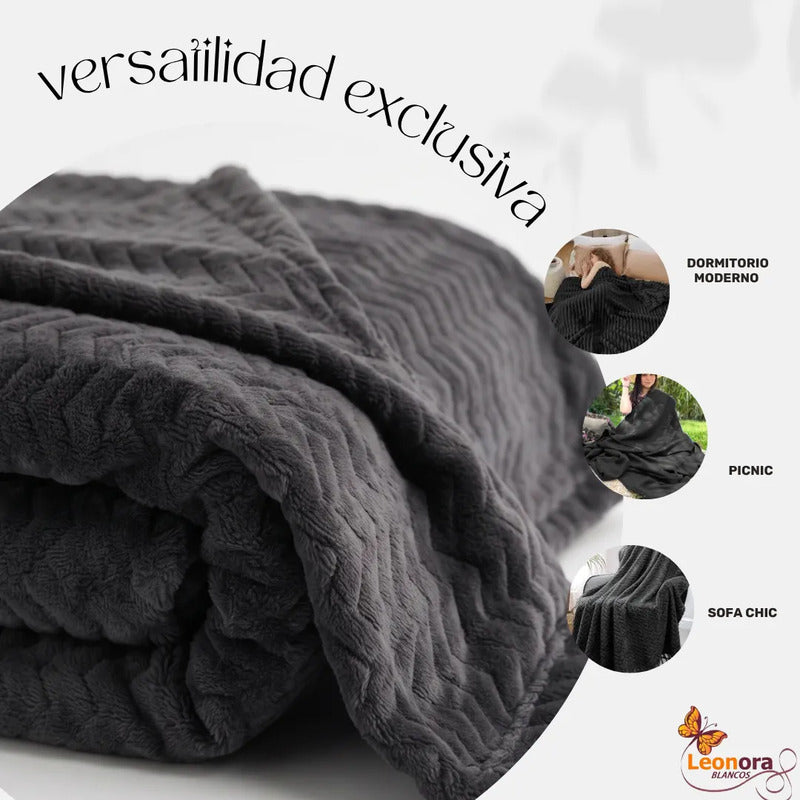 Cobertor Frazada Matrimonial Ligera Super Suave Y Calientita Espiga 700 G Negro