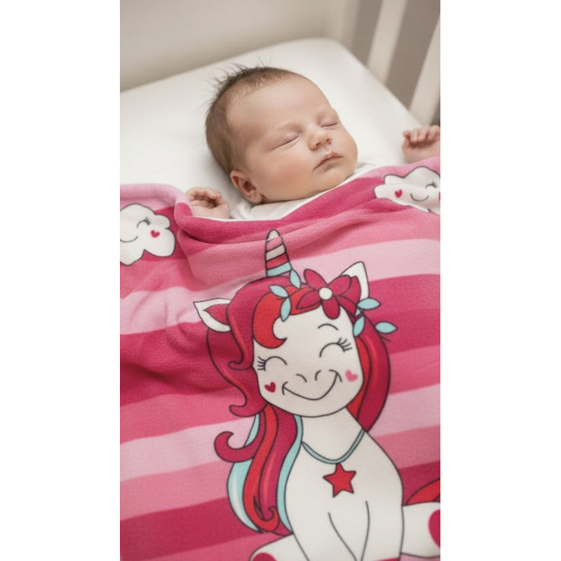 Cunero Baby Plus Leonora Para Bebe Térmico Y Super Suavecito Unicornio/rosa Rosa Chicle