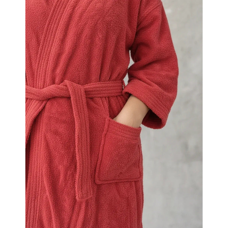 Bata De Baño Unisex 100% Algodón Suave, Absorbente Y Cómoda Rojo Lisa Roja M-l