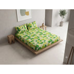 Sábana De Cajón Matrimonial +2 Fundas De Almohada Algodón Verde Circular Verde