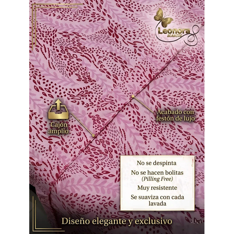 Sábana King  Bramante Cajón Amplio 100% Algodón Super Suave Rosa Mosaico Rosa