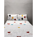 Juego De Sabana Matrimonial Leonora Tacto Suave Y Fresco Blanco Corazones Pop