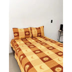Juego De Sabana Matrimonial 100% Algodón Suaves Y Frescas Naranja Sol Y Luna Naranja