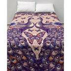 Colcha De Hilo Jacquard Leonora Premium Matrimonial Amplia Violeta Oscuro Pavorreal Morado