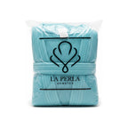 Bata De Baño Leonora Rasurada 100% Algodón Super Absorbente Celeste Turquesa M-l