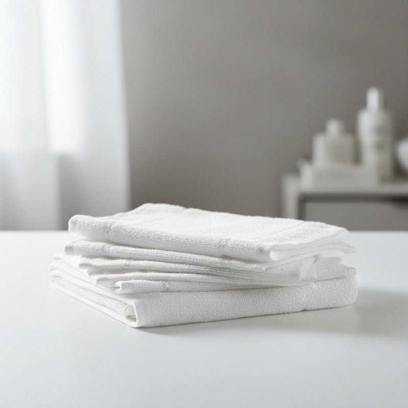 Toalla 100% Algodón Calidad Premium Super Absorbente Pack Blanco Facial