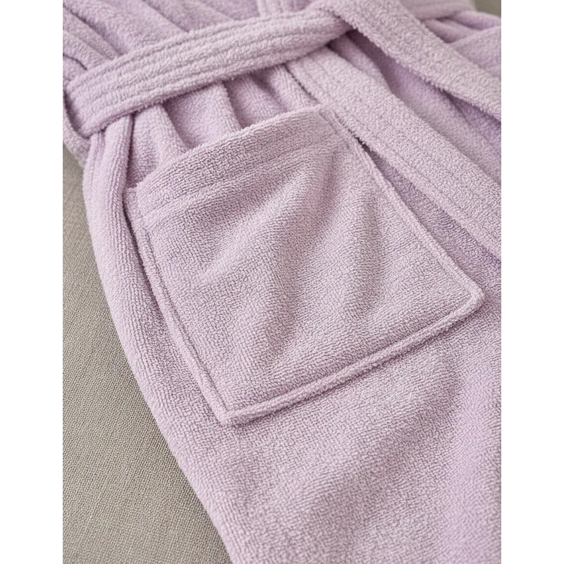 Bata De Baño Unisex 100% Algodón Suave, Absorbente Y Cómoda Rosa Lisa Rosa Pálido M-l