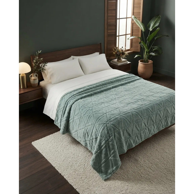 Cobertor Providencia Jacquard Ovejita Super Calientita Triangulos Verde 880 G Turquesa