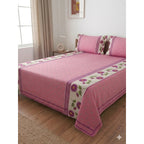 Juego De Sabana Matrimonial 100% Algodón Suaves Y Frescas Rosa Mini Flor Rosada