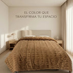 Edredón Matrimonial Acolchado Doble Vista Textura Térmica Marrón Claro Piel De Conejo