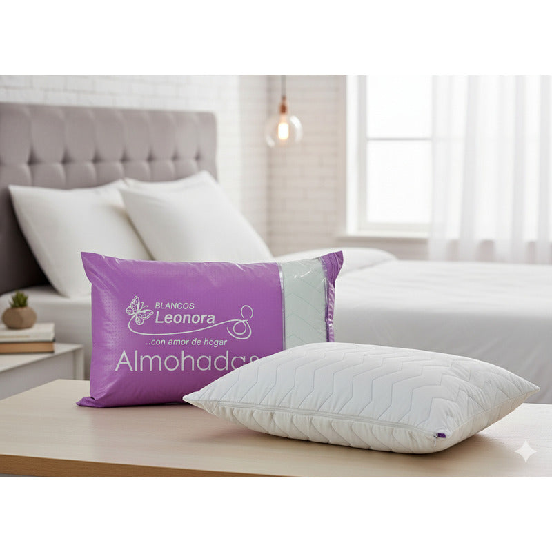 Par De Almohadas Leonora Matrimoniales Suaves Y Cómodas Blanco