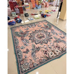 Colcha De Hilo Jacquard Leonora Premium Matrimonial Amplia Coral Claro Colibríes Coral/turquesa