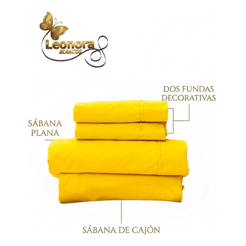 Juego De Sábanas Matrimonial Algodón Percal 144 Hilos-fresca Amarillo Lisa Suave Y Transpirable De Calidad Premium