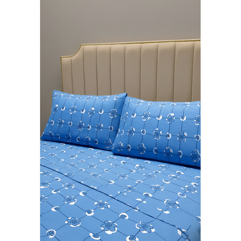 Juego De Sabanas Franela Mariol 100% Algodón Matrimonial Azul Acero Acapulco Azul