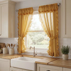 Juego De Cortinas 2 Paneles 2.50x1.95 De Ventana Transparent Oro