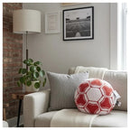 Almohada Ovejita Balón Futbol Grande 50x50cm Super Esponjoso Rojo
