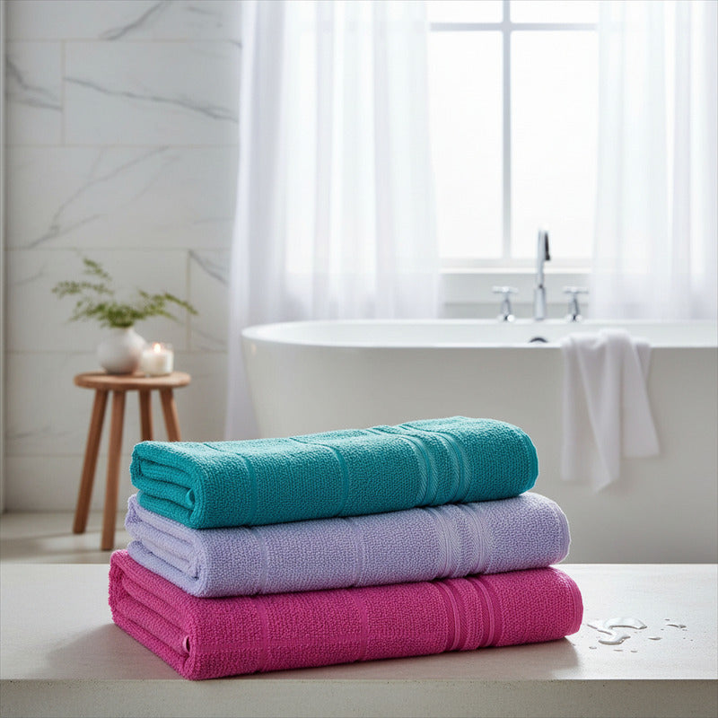 Toalla De Medio Baño 100% Algodón Super Absorbente Dreams Rosa Colección 3