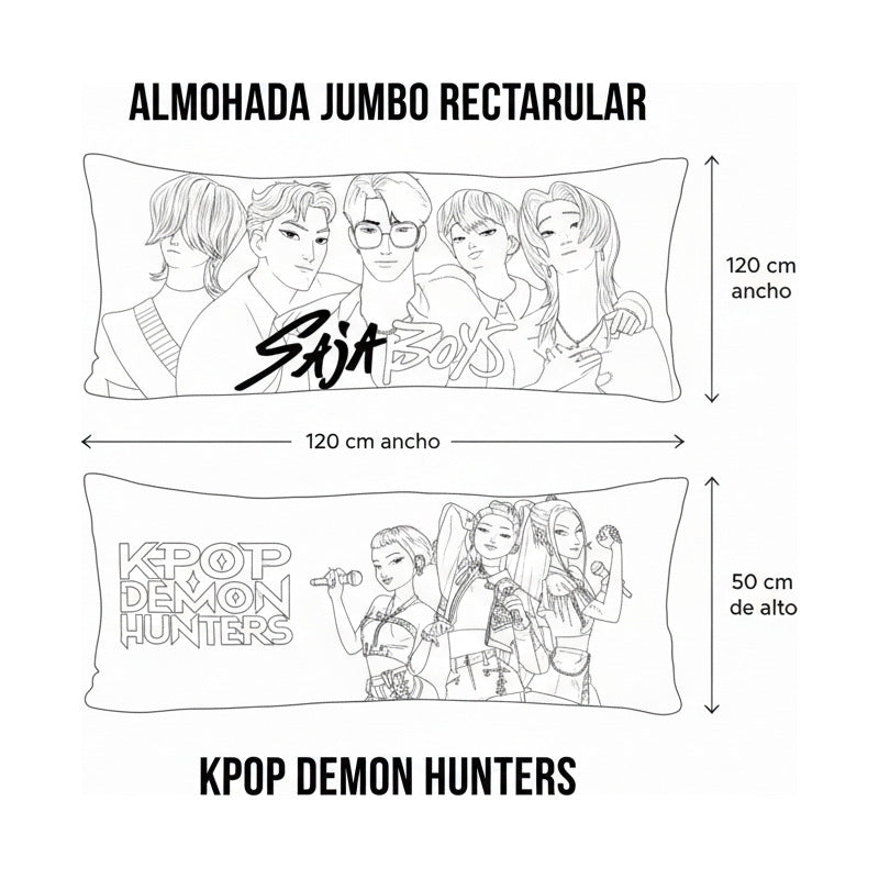 Almohada Providencia Super Jumbo K-pop Demon Hunters Verde Claro