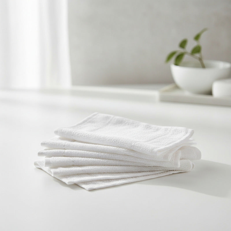 Toalla 100% Algodón Calidad Premium Super Absorbente Pack Blanco Facial