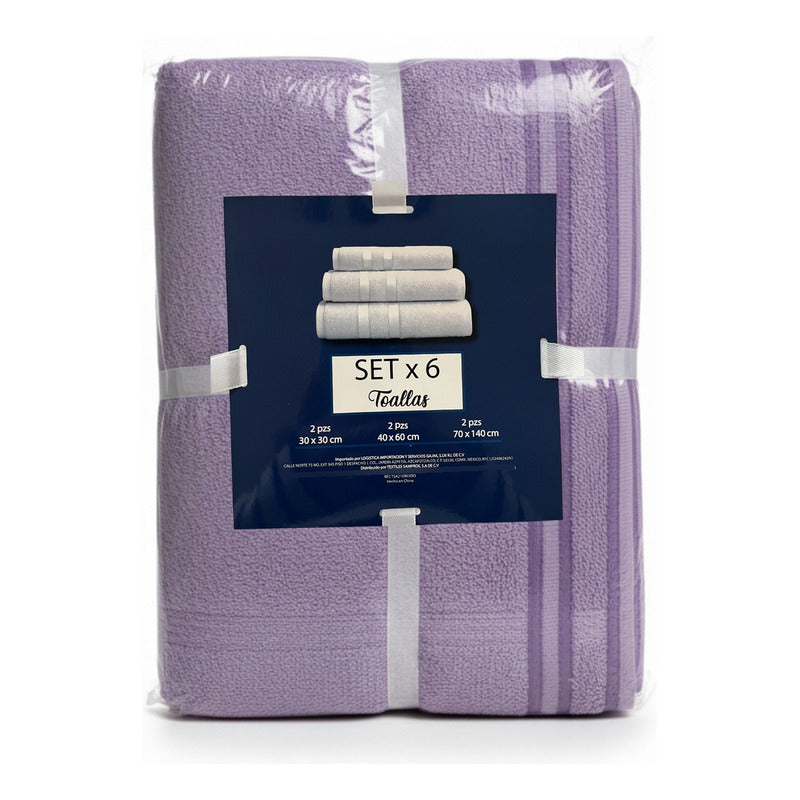 Juego De Toallas De Microfibra  Premium Absorbentes Y Suaves Violeta Cuerpo-manos Y Facial Violeta Claro Lisa