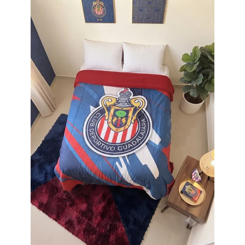 Cobertor Jumbo Providencia Borrega De Las Chivas Chivas Pinceleado 2690 Kg Rojo