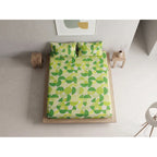 Sábana De Cajón Matrimonial +2 Fundas De Almohada Algodón Verde Circular Verde